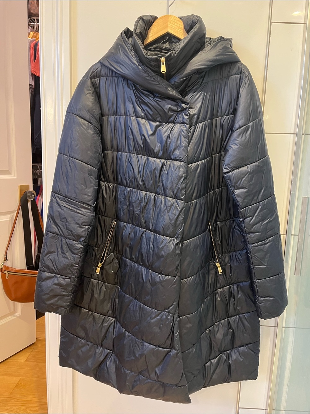 Barbour Navy Quilted Hooded Puffer Coat